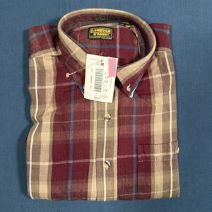 Vintage Oshkosh B Gosh Flannel Mens Med Striped NWT Deadstock Heavy 100% cotton